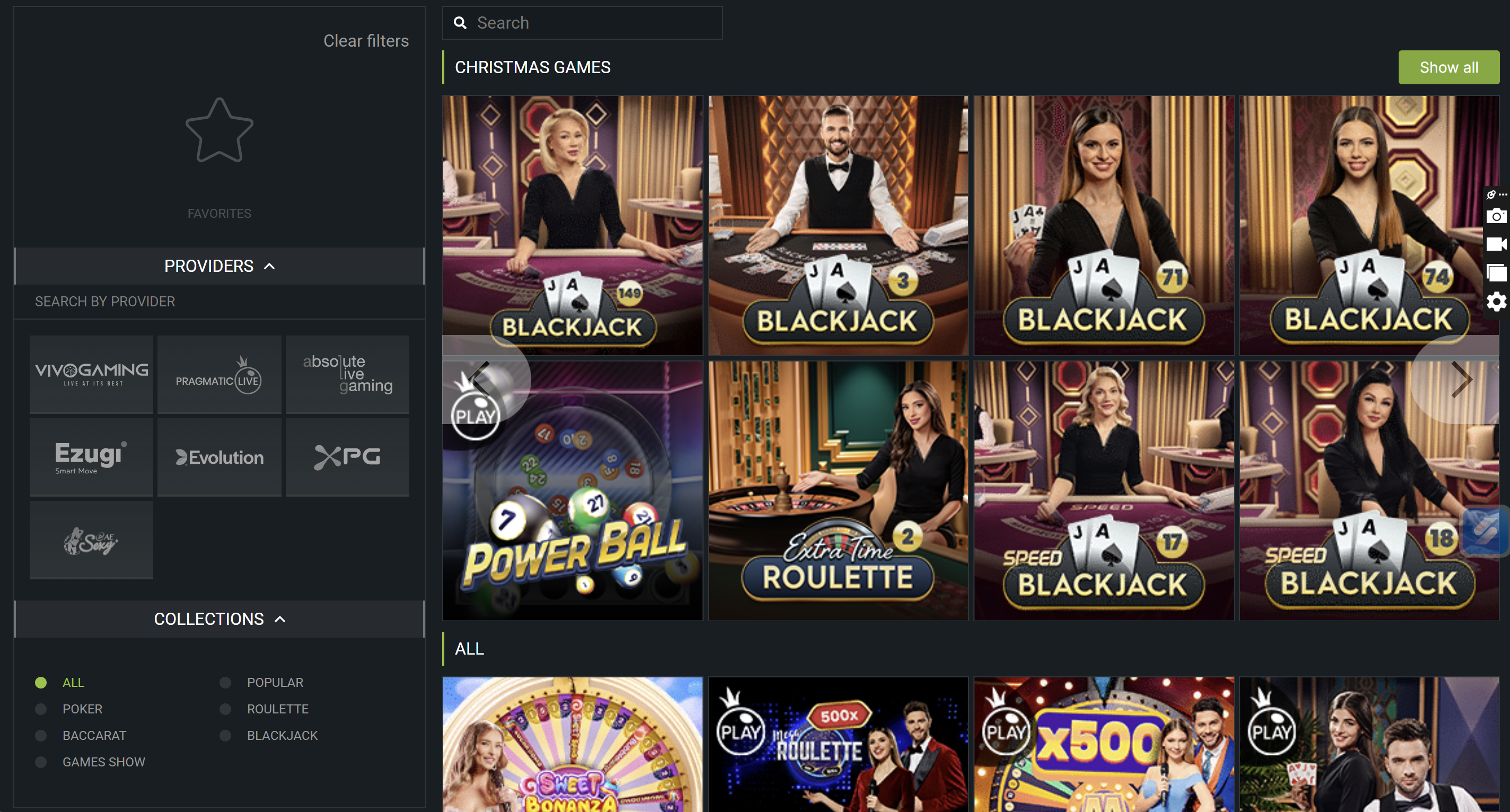 Live casino experience